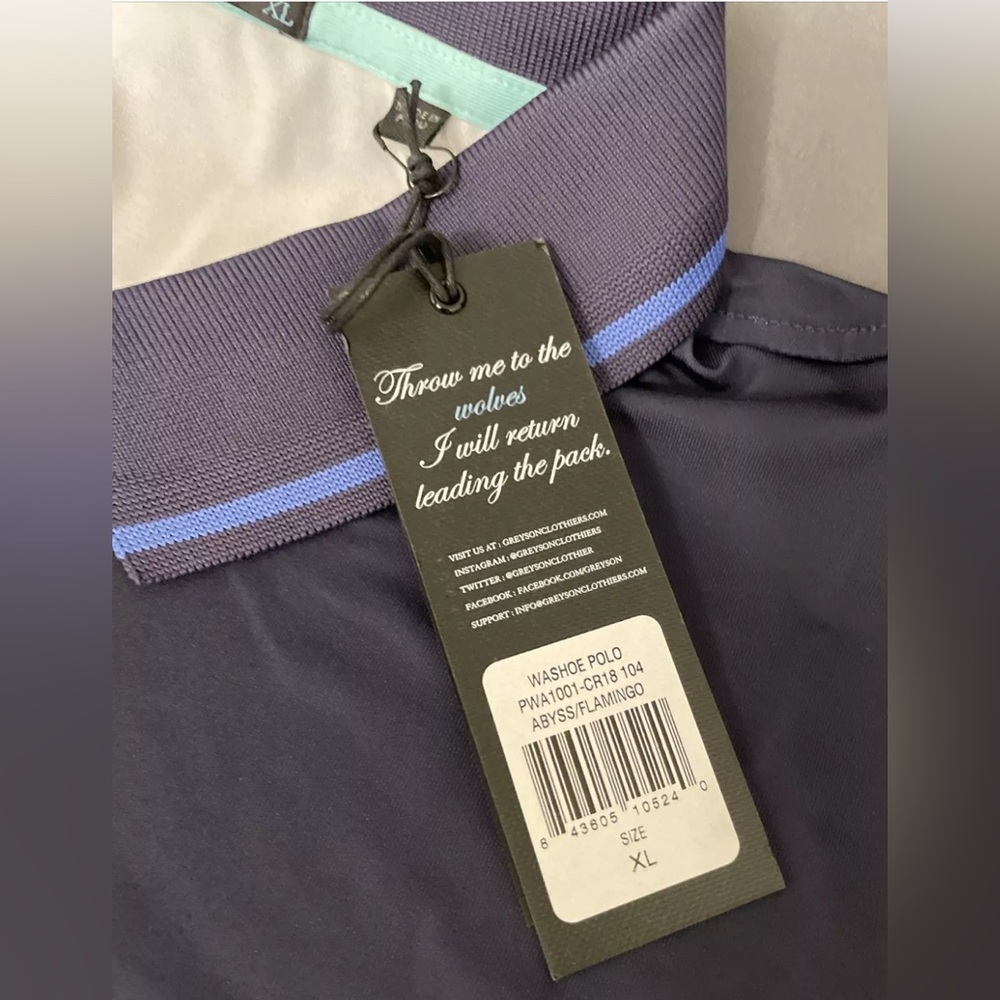 Greyson Golf Shirt Polo Washoe XL Abyss Flamingo Colorblock Polyester Spandex - Picture 3 of 8